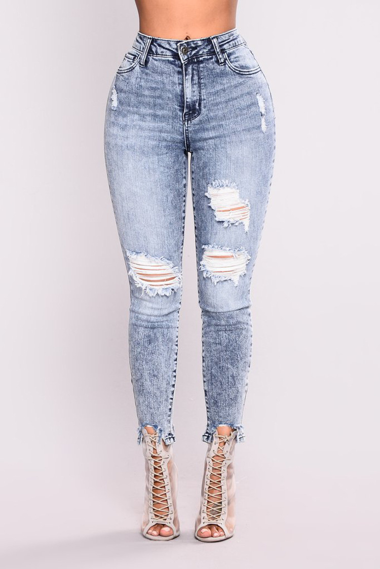 SZ60115 high waisted ripped jeans women